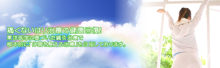 痛くないはり治療で健康回復！東洋医学に基づいた鍼灸治療で根本的に「体調を整える治療」を目指しております。